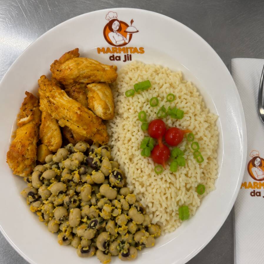 Filezinho de frango grelhado
Acompanhamento : Feijão, Arroz e Filé de frango!