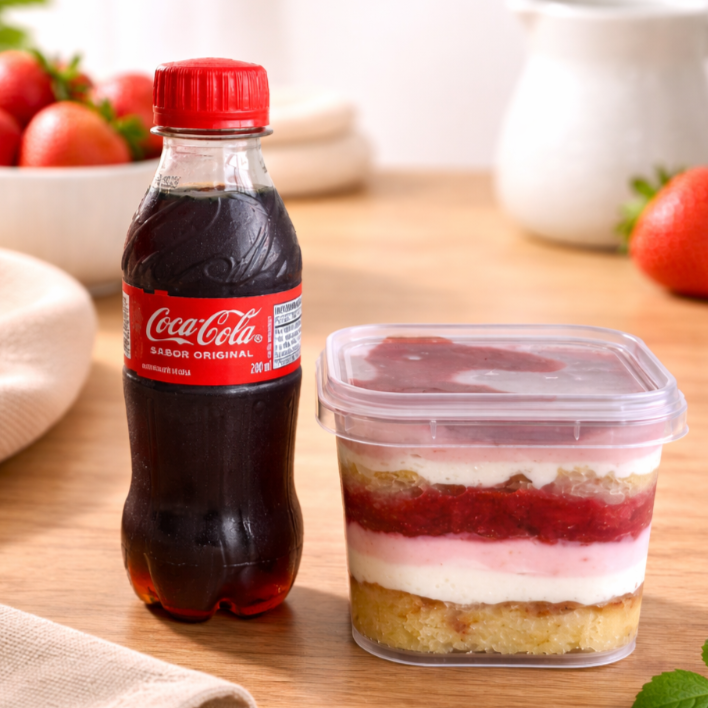 Equilíbrio perfeito! Leve 1 bolo no pote + 1 coquinha gelada de 200ml.