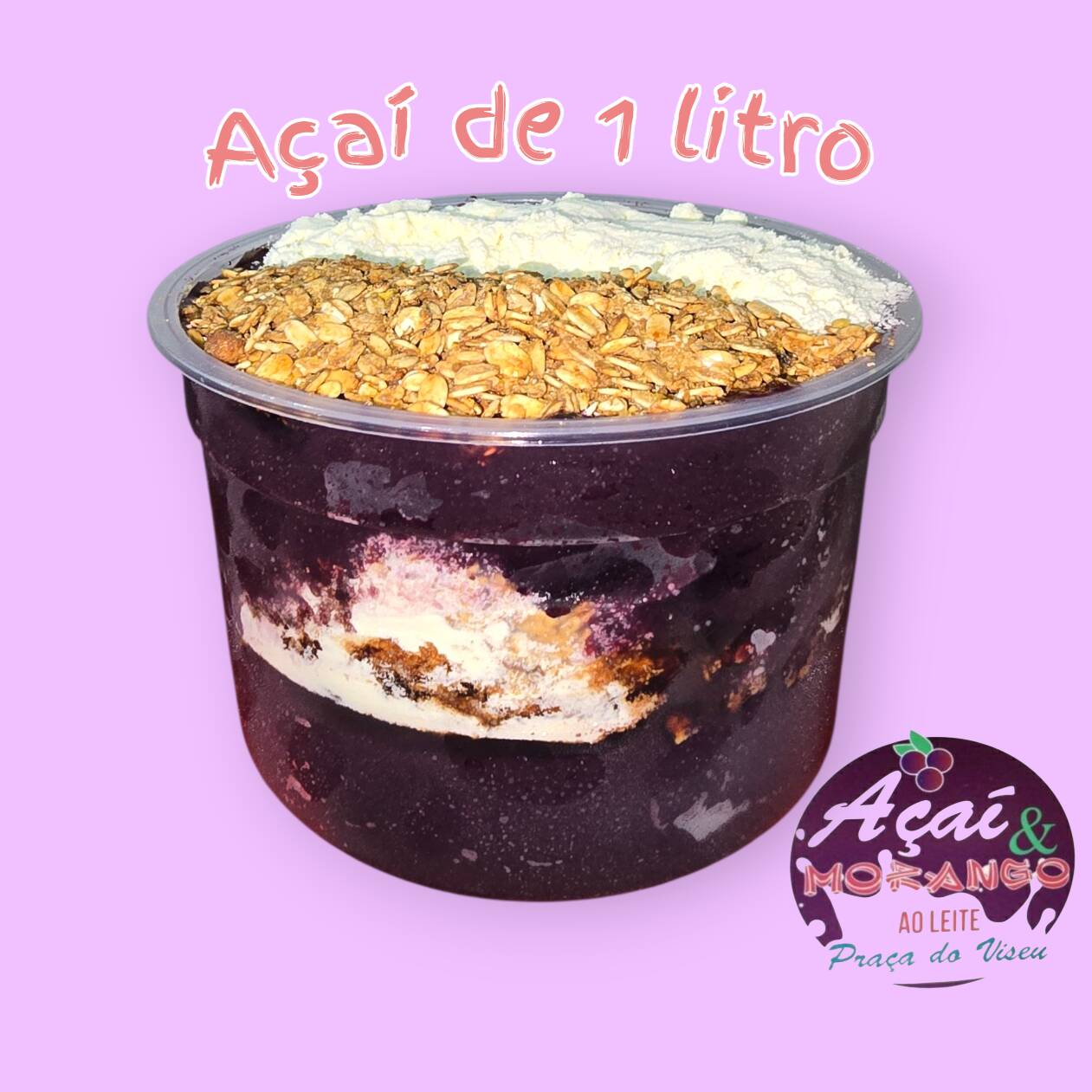 Neste valor está incluído: 2 caldas, 4 acompanhamentos. Os acompanhamentos e caldas são enviados na mesma tigela de açaí. Temos opções de ingredientes extra que vão separados. Enviamos na tigela (não é térmica).
