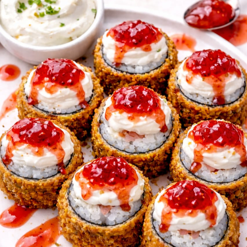 hot filadelfia com gelaia de morango por cima ( foto ilustrativa foto ilustrativa acompaha somente 5 unidades)