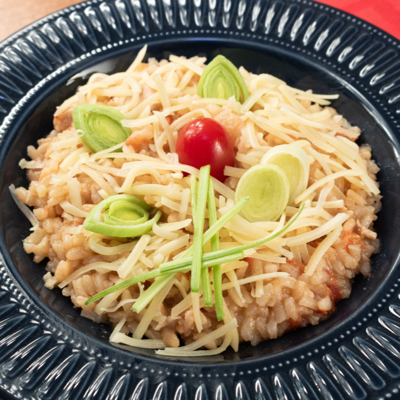 Arroz Arbóreo, Shitake, Quinoa branca, Quinoa Vermelha, Tomate, temperos caseiros.
