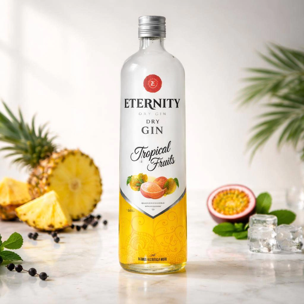 Deliciosas Doses de Gin Eternity Tropical, Com Baly Tropical e gelo de Maracujá, Copão de 770ml