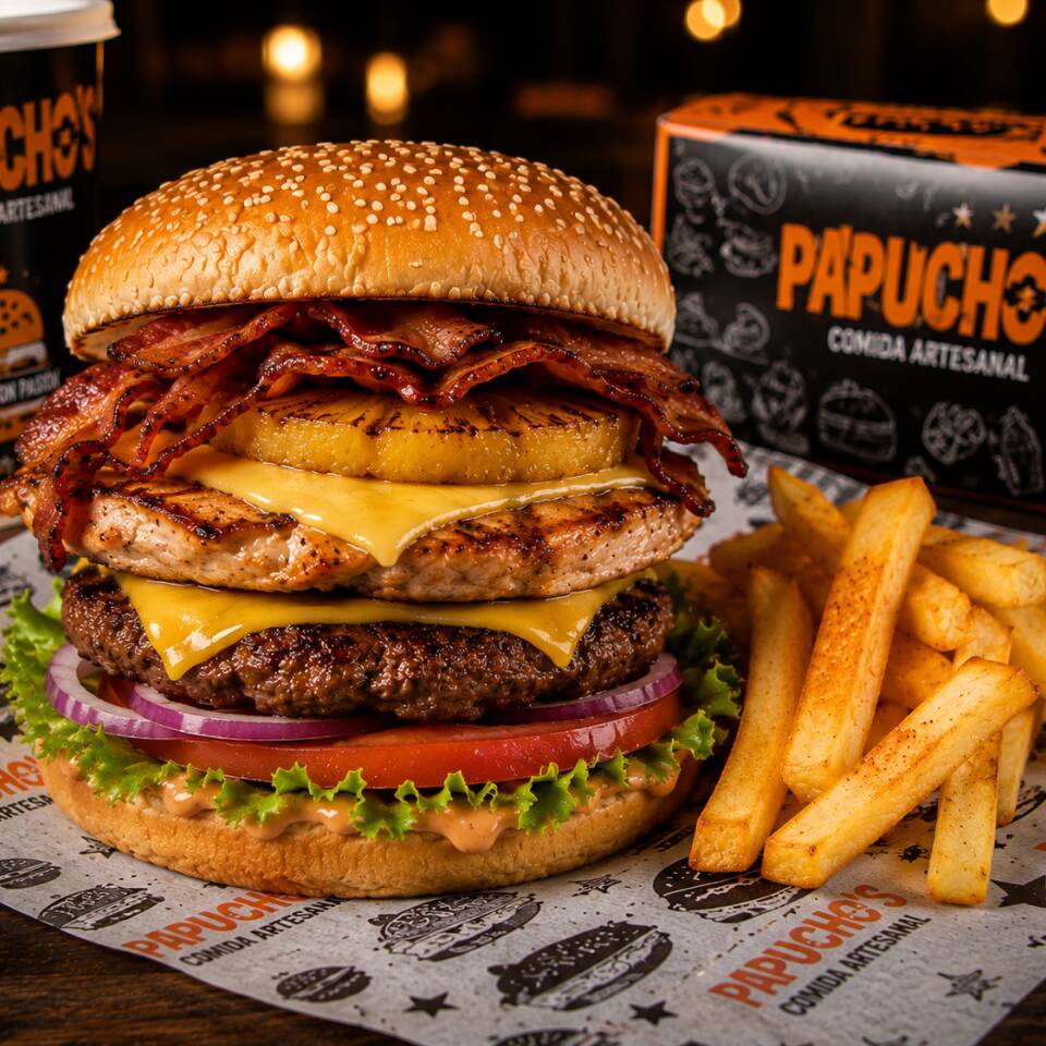 Combo Hamburguesa Mixta Con Bondiola