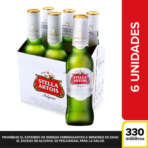 Stella Artois Pack Cerveza 330 ML X 6 Und