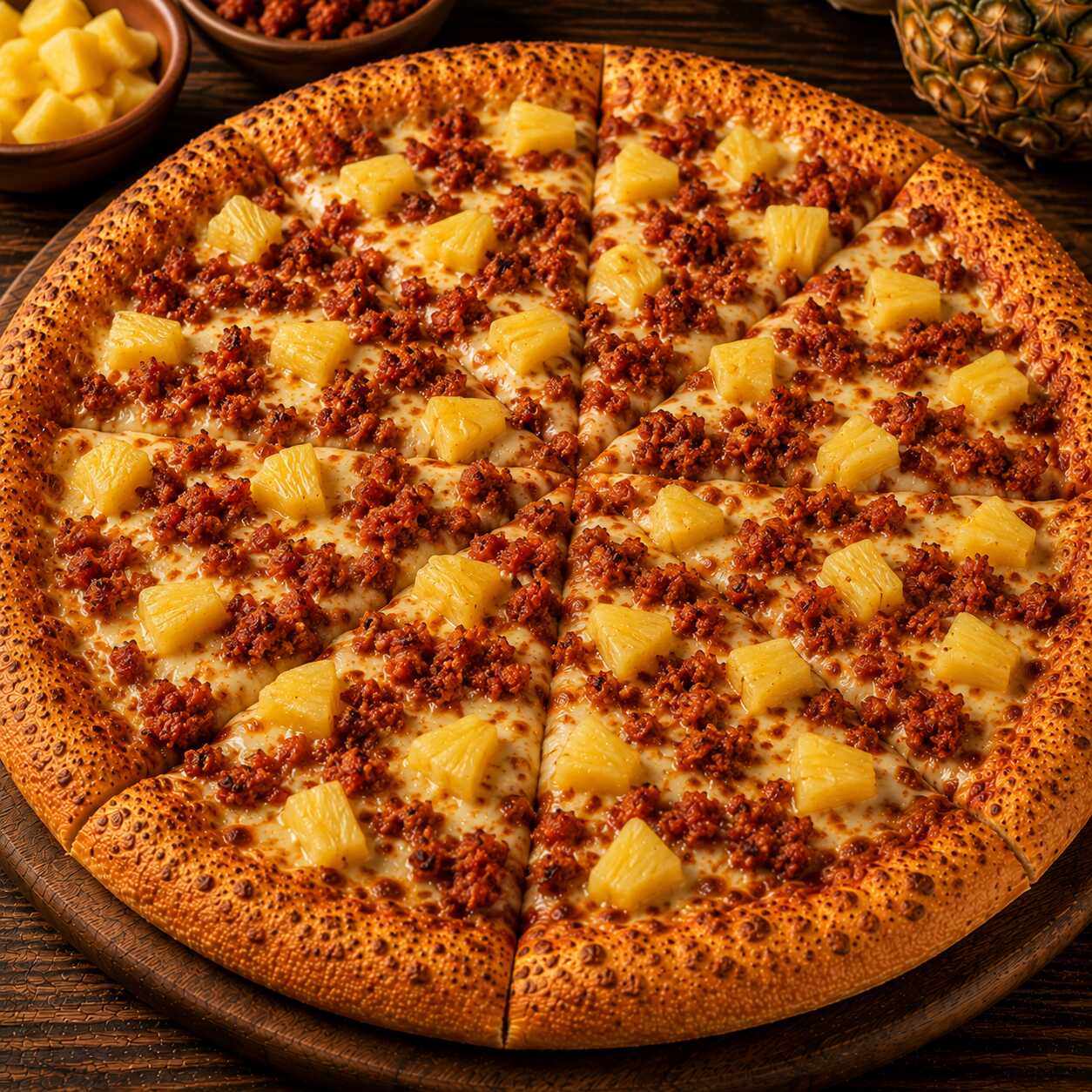 Pizza de Chorizo con Piña