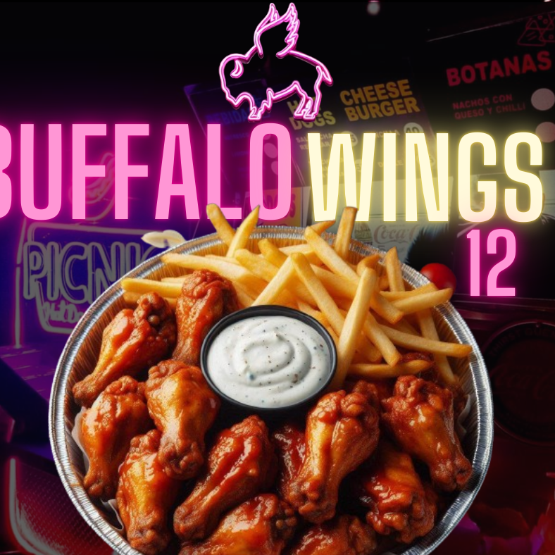 12 Buffalo Wings con papas fritas