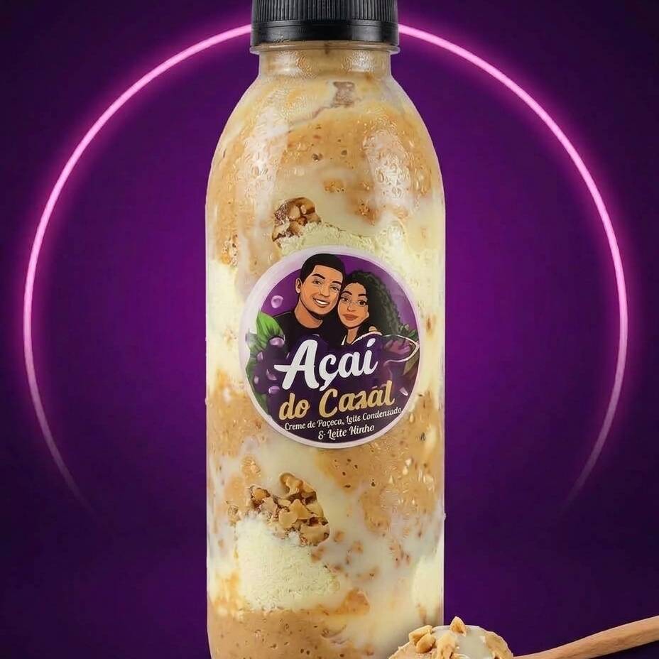 Açai na garrafa, Açaí cremoso+creme de paçoca+leite condensado+leite em pó.
