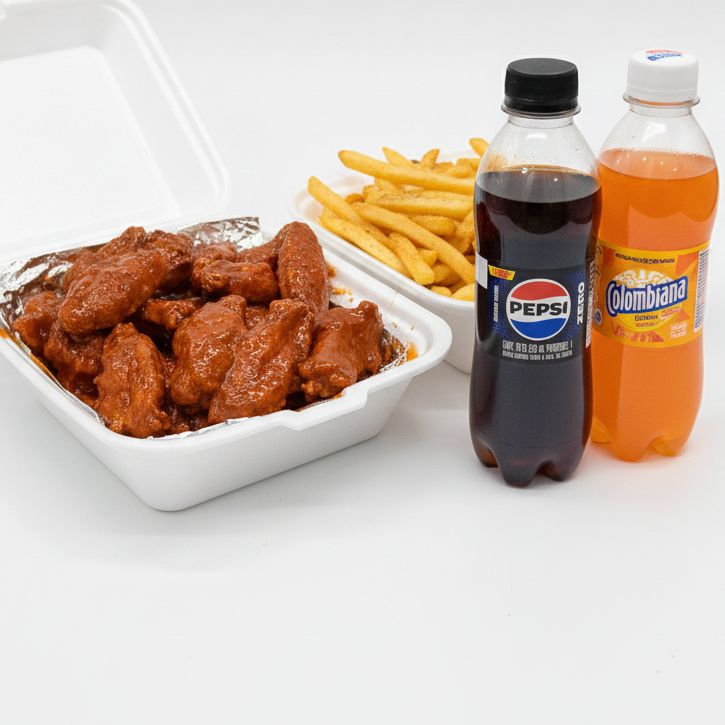 Combo 12 Alitas, 2 Papitas y 2 Gaseosas Mini