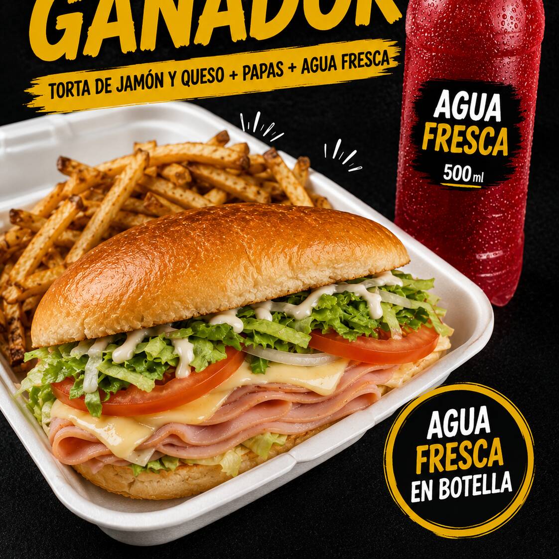 Combo Torta + Papas + Agua Fresca