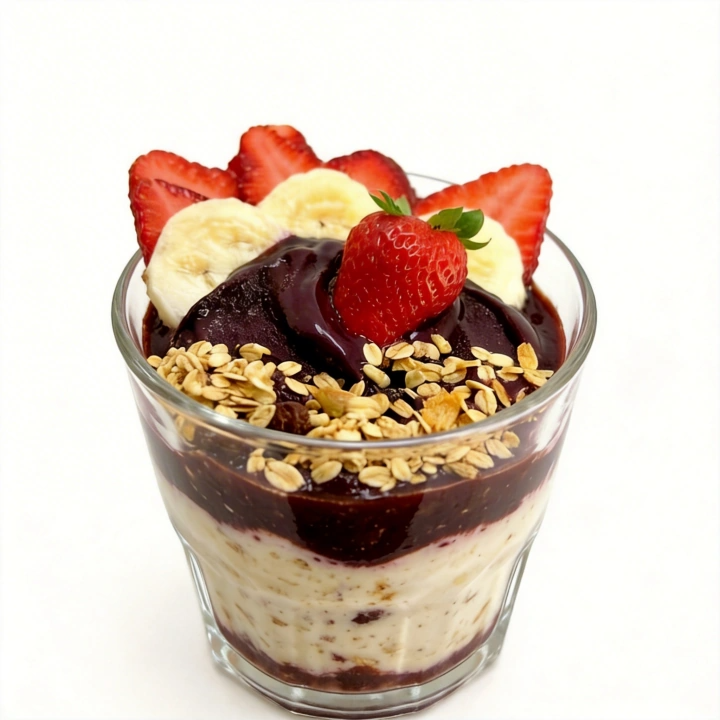 Acaí cremoso de 250g no pote podendo escolher 2 acompanhamentos grátis. Diferente de outras marcas, não reduzimos a quantidade de açaí conforme você adiciona complementos!