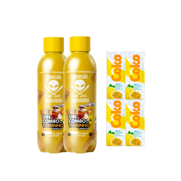 2 Garrafas 1L + 4 Gelos de Maracujá + 4 Copos