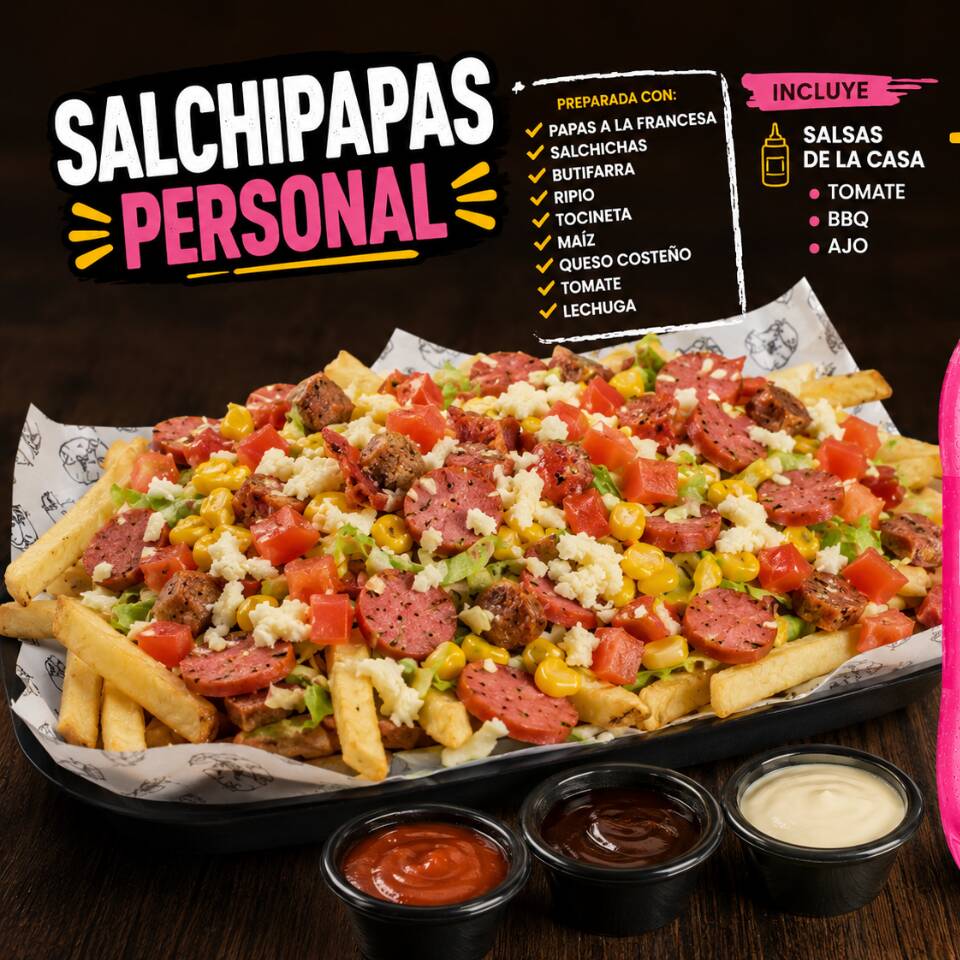Combo Didi! 2 Salchipapas Costeñas + 2 Bebidas