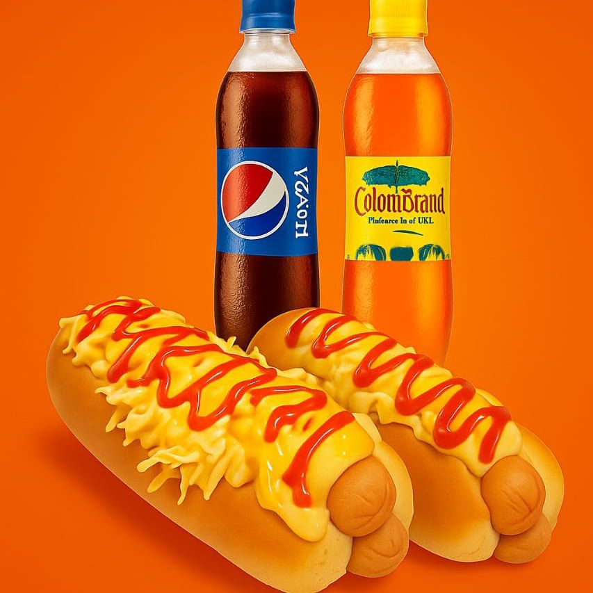 2 Perros Doble Salchicha Americana + 2 Gaseosas