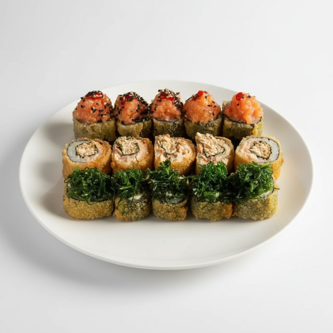 Nossa paixão é proporcionar uma experiência gastronômica única e personalizada. Se você é um entusiasta do Hot, então este prato é para você! Nossa seleção 'Tradicional com Muitoo Hot - 32 peças' do 'Combinado Tradicional do Seu Jeito!' é meticulosamente preparada com: 4 Niguiris, nos quais você pode escolher até 2 variedades; 5 Hosomakis frescos; 5 Uramakis deliciosos; e, o destaque do prato, 20 Hot Philadelphias, com a opção de escolher até 4 variedades. Tudo isso cuidadosamente elaborado com os ingredientes que você mais adora. Porque, para nós, o mais importante é satisfazer o seu paladar!