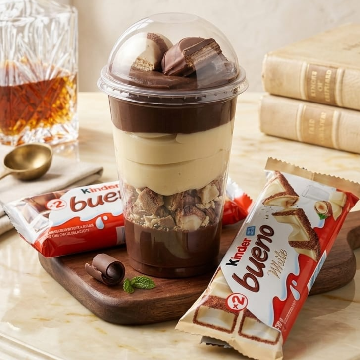 Copo Kinder Bueno ✨ Camadas generosas de brigadeiro gourmet e Ninho, recheadas com muito Kinder Bueno picado. Finalizado com mais brigadeiro e Kinder no topo. A combinação perfeita entre cremosidade e crocância!---#kinderbueno #copodafelicidade #docesgourmet #confeitaria #delivery #ninhoebrigadeiro #sobremesa #artesanal #ifood #doces #felicidadeemcopo #chocolovers #confeitariaartesanal #brigadeirogourmet #leiteninho