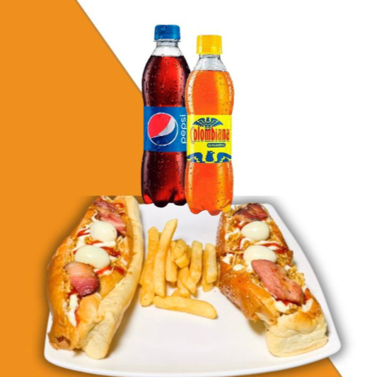 2 Perro Sencillo + Papas + Gaseosa 250 Ml