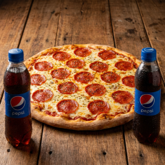 Combo Pizza Pepperoni 8 Porciones + 2 Pepsi 250ml