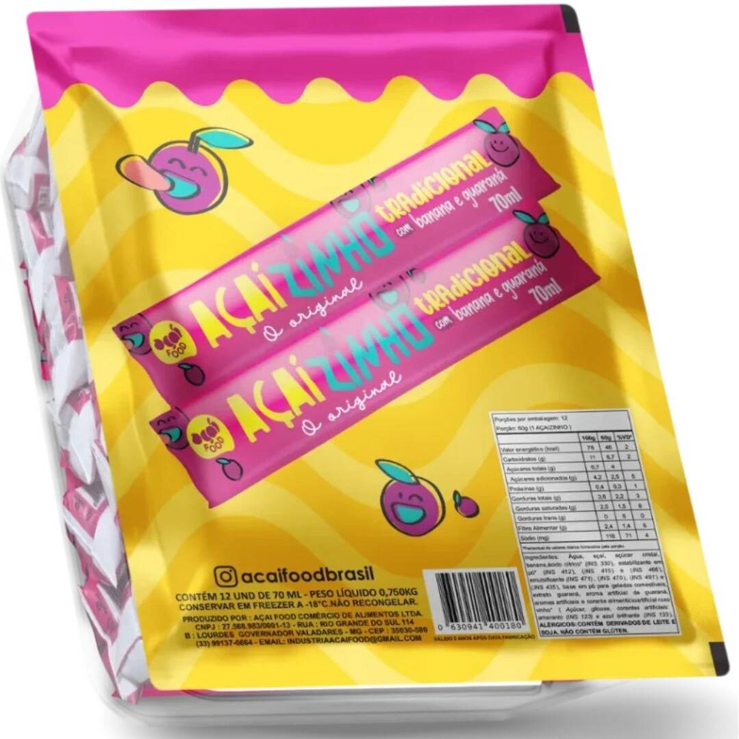 Açaízinho tradicional com banana e guaraná, um produto de criação própria e desenvolvido exclusivamente por nós da Açaízinho o Original.