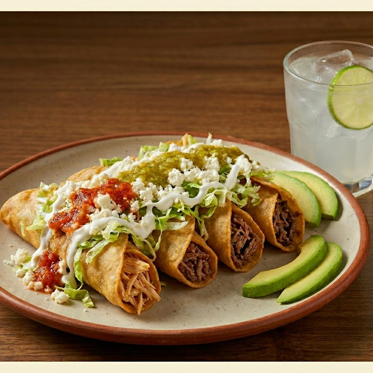 5 Tacos Dorados y 1 Agua