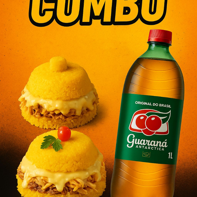 Cuscuz ( Carne Seca, Mussarela, Catupiry) + 1Cuscuz (Frango, Mussarela,Catupiry) + 1 Guaraná Antártica 1 Lt.