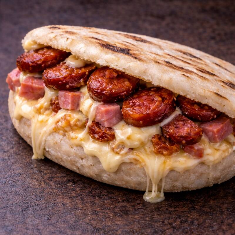 Arepa chorizo fundida