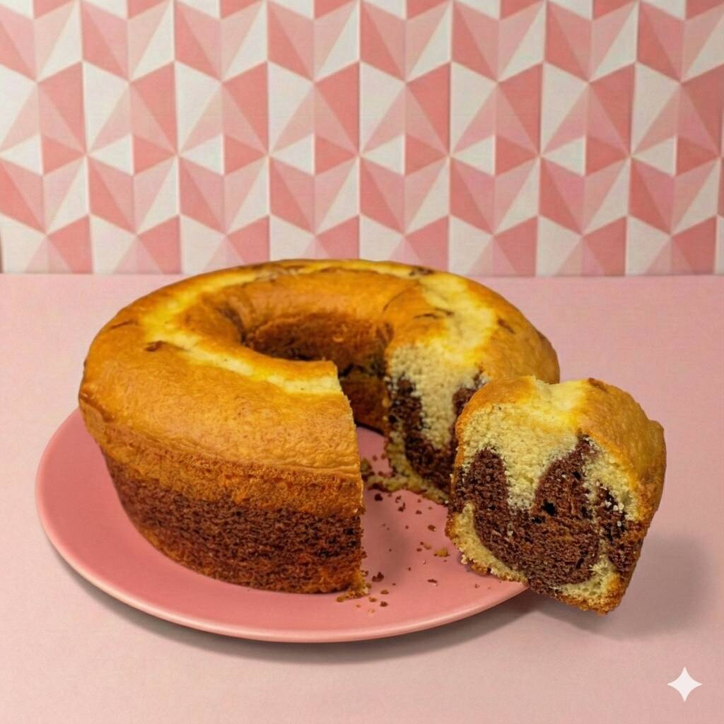 Sabe aquele cheirinho de bolo saindo do forno? O nosso bolo mesclado é feito diariamente para garantir essa experiência na sua casa. Uma massa super fofinha e úmida que une o melhor dos dois mundos: a suavidade da baunilha e o sabor intenso do chocolate. Com 17cm, é o tamanho ideal para o seu café da tarde em família. Fresquinho, macio e irresistível!