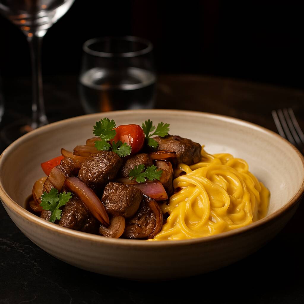 Pepsi + Tallarín a la Huancaína con Lomo Saltado