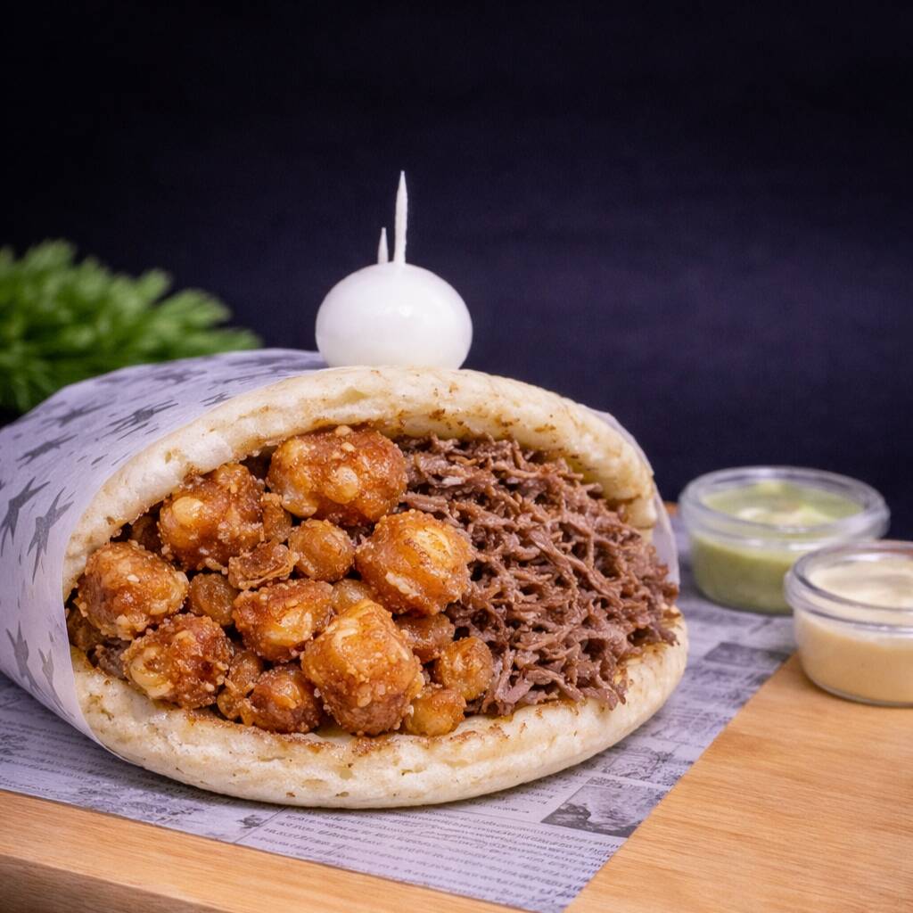 Arepa Mixta Carne/ Chicharrón