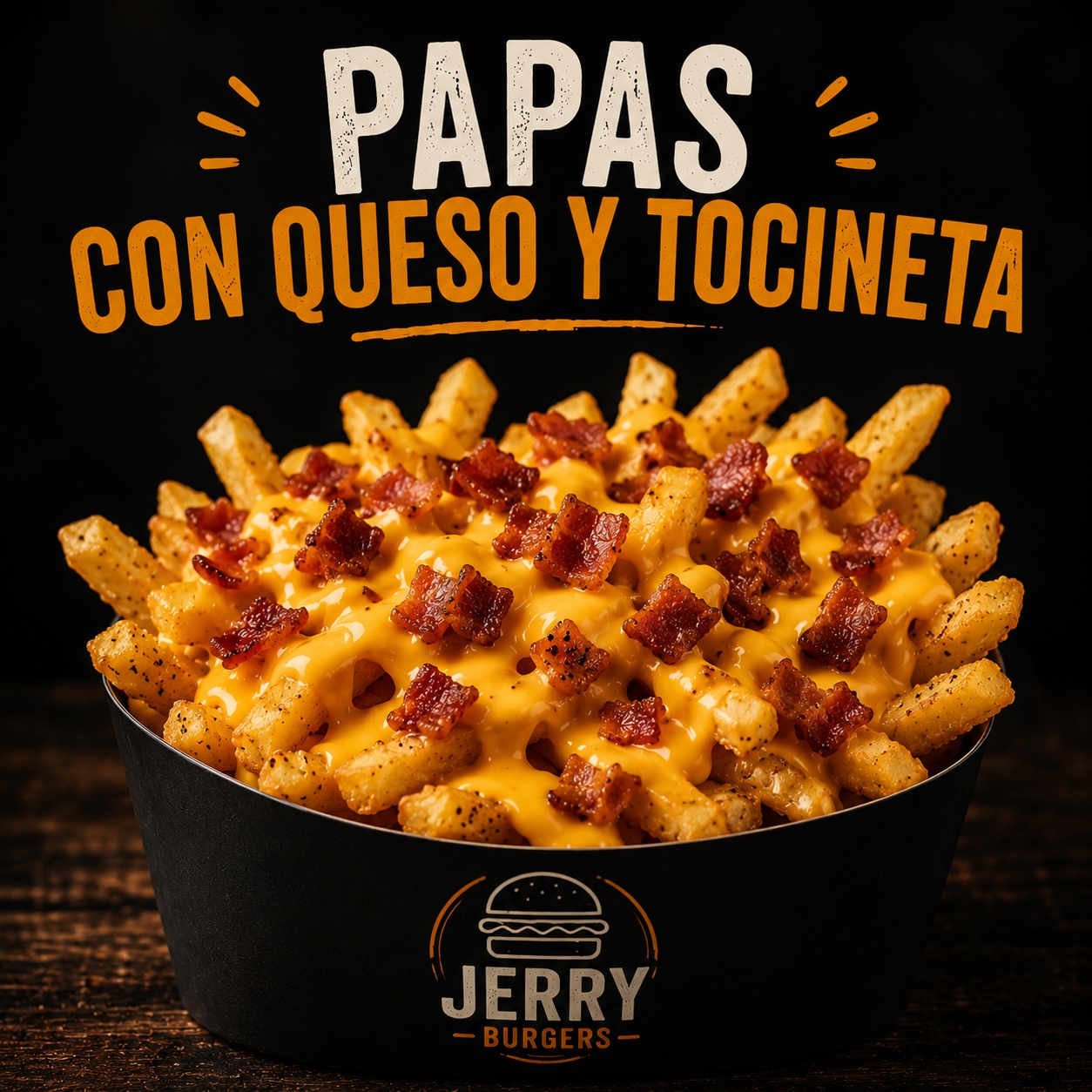 Papas con Queso y Tocineta