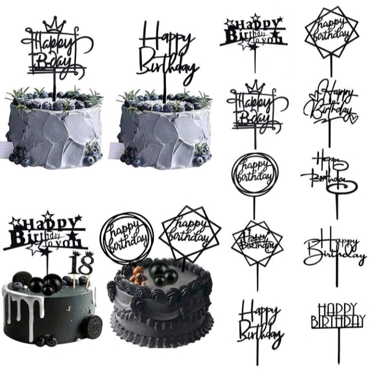 Letrero negro para pastel/gelatina de cumpleaños