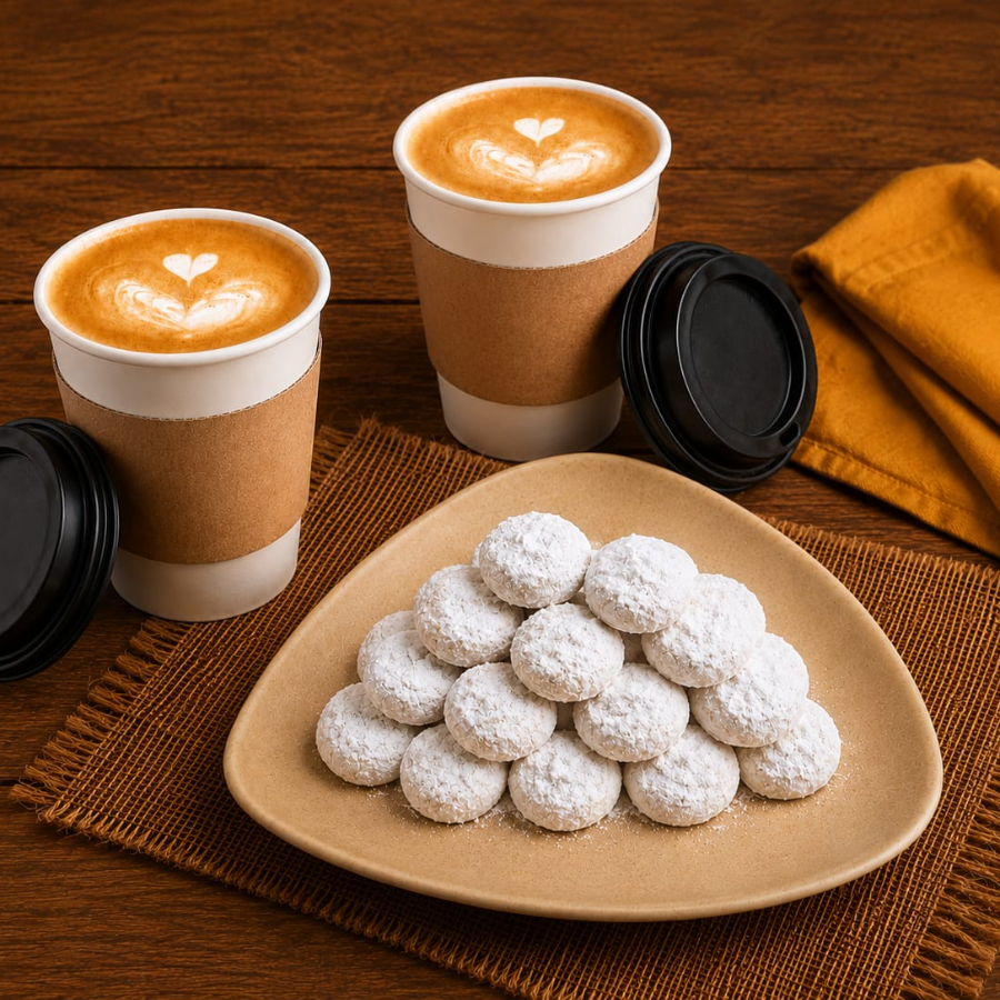 2 Capuchinos Moka Calientes + 250g Besos de Nuez