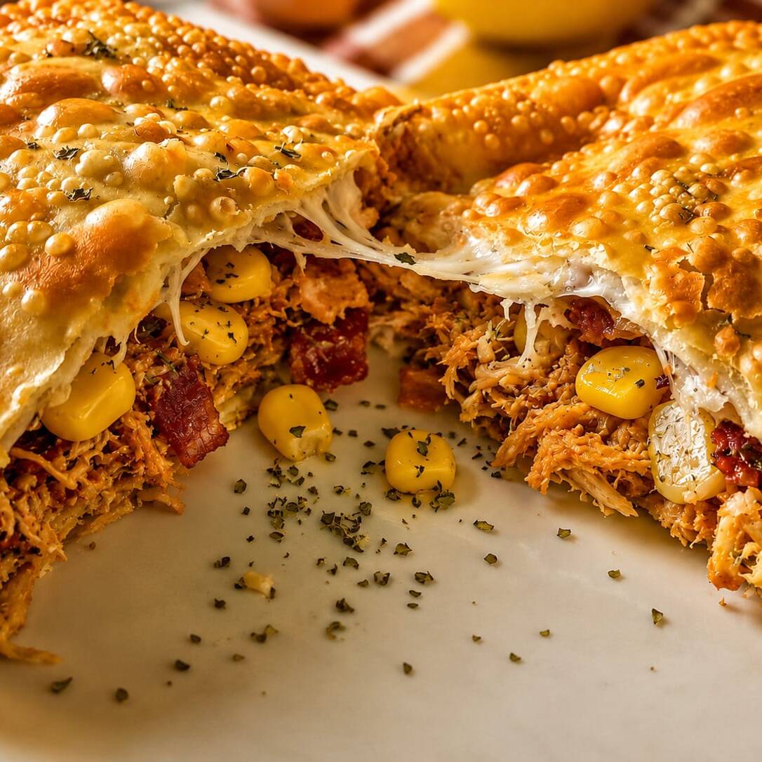 Frango, queijo, bacon, milho e orégano