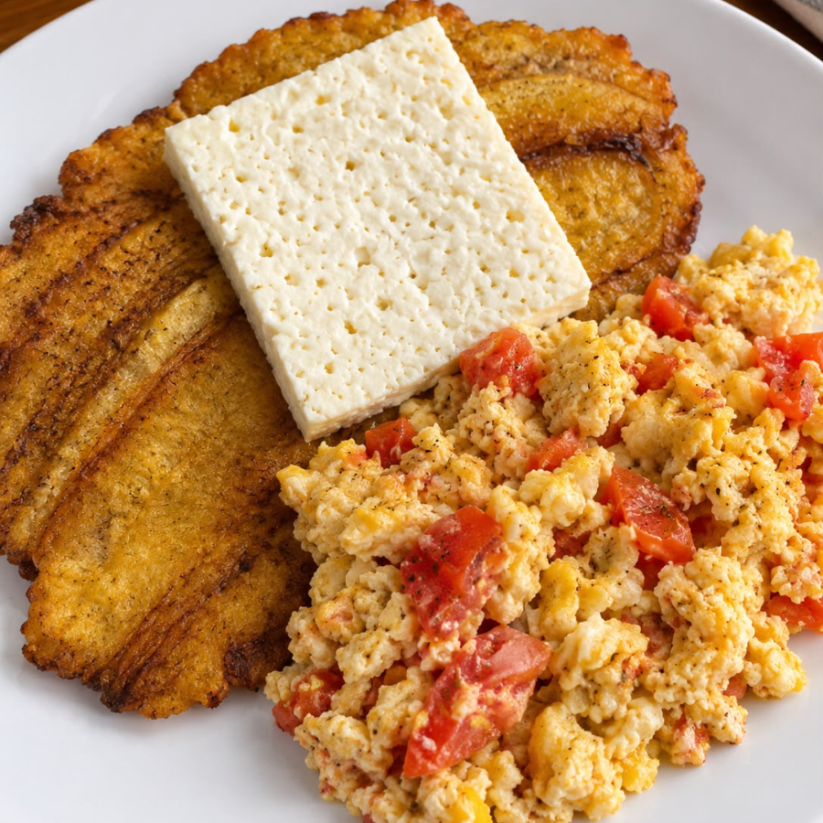 PATACON CON QUESO + HUEVO PERICO