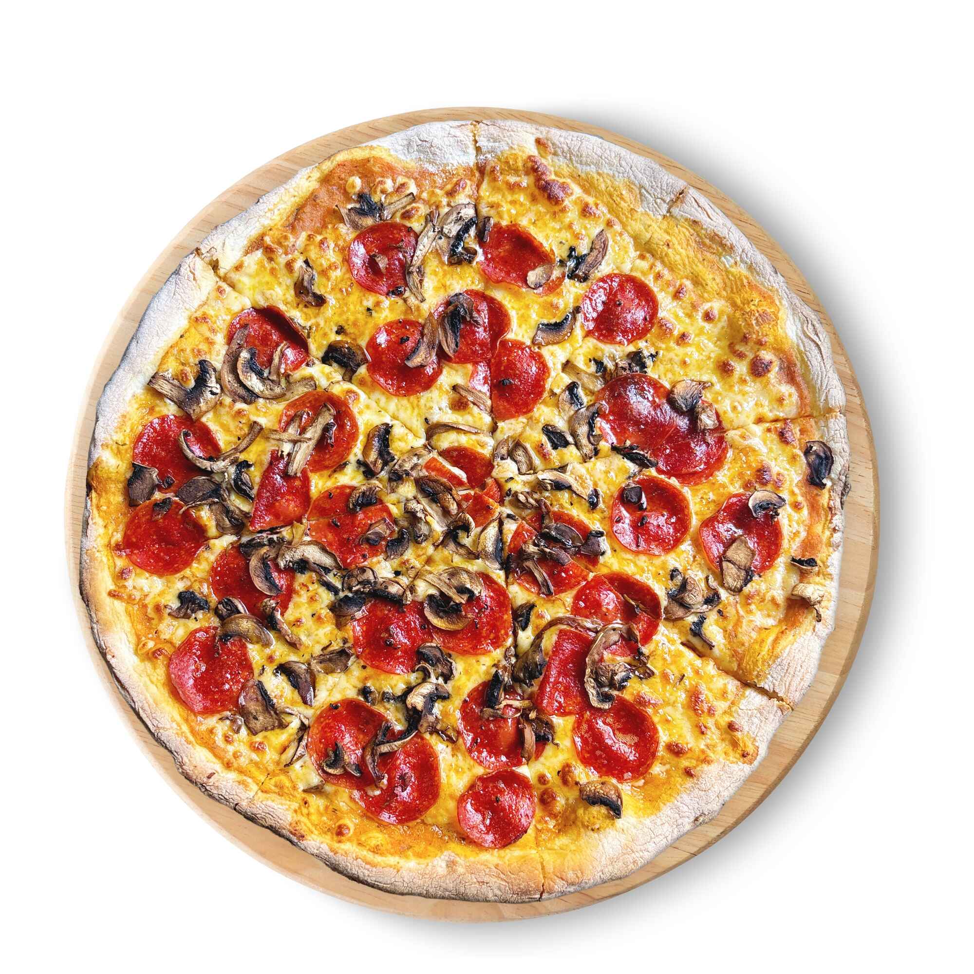 Pizza Champiñón y Pepperoni *Pelícano*