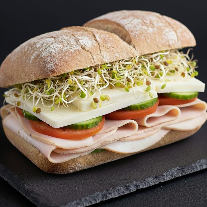Chapata con Jamon de Pechuga de Pavo