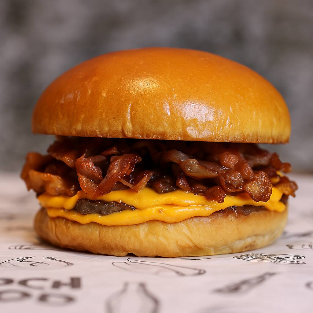 Cheddar derretido, bacon crocante e aquela cebola caramelizada no shoyu... tudo junto com nosso hambúrguer Angus de 120g e pão brioche leve, com ou sem gergelim. Irresistível é pouco.