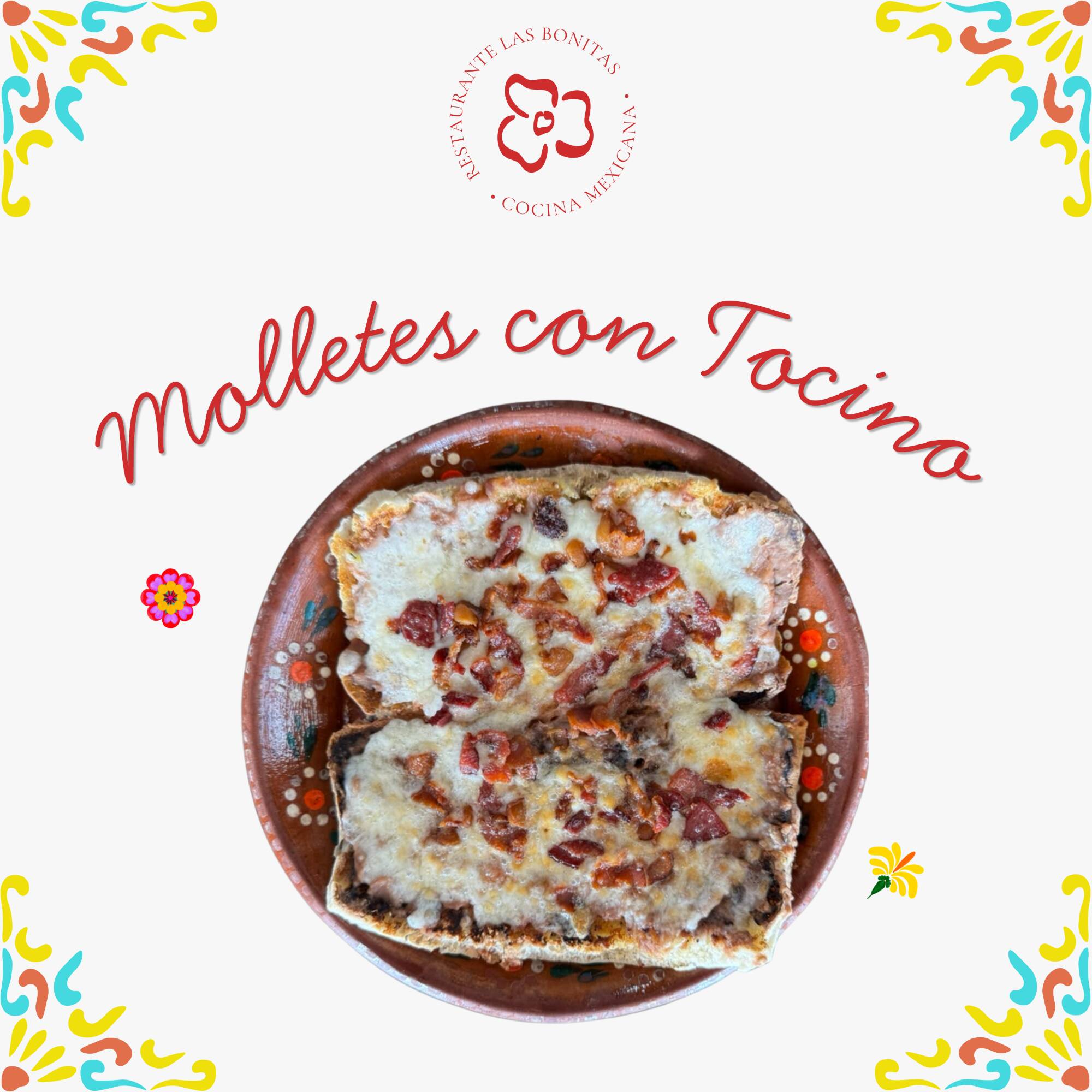 Molletes con Tocino