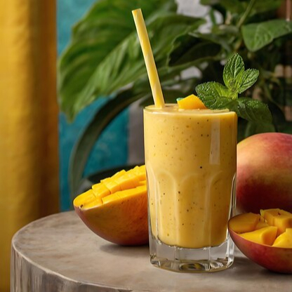 Manga, banana, leite e açúcar