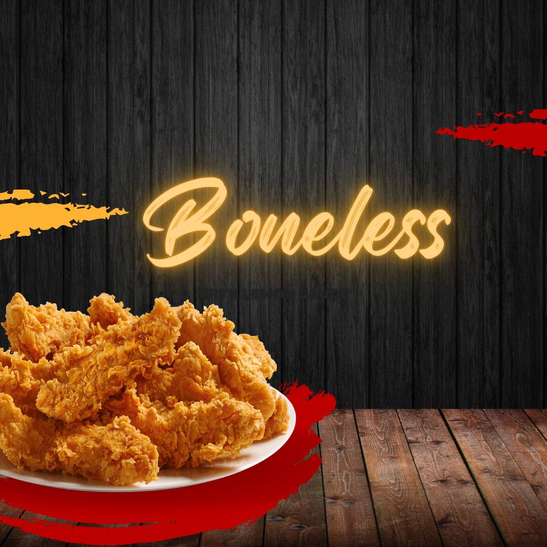 Boneless bbq con papas a la francesa