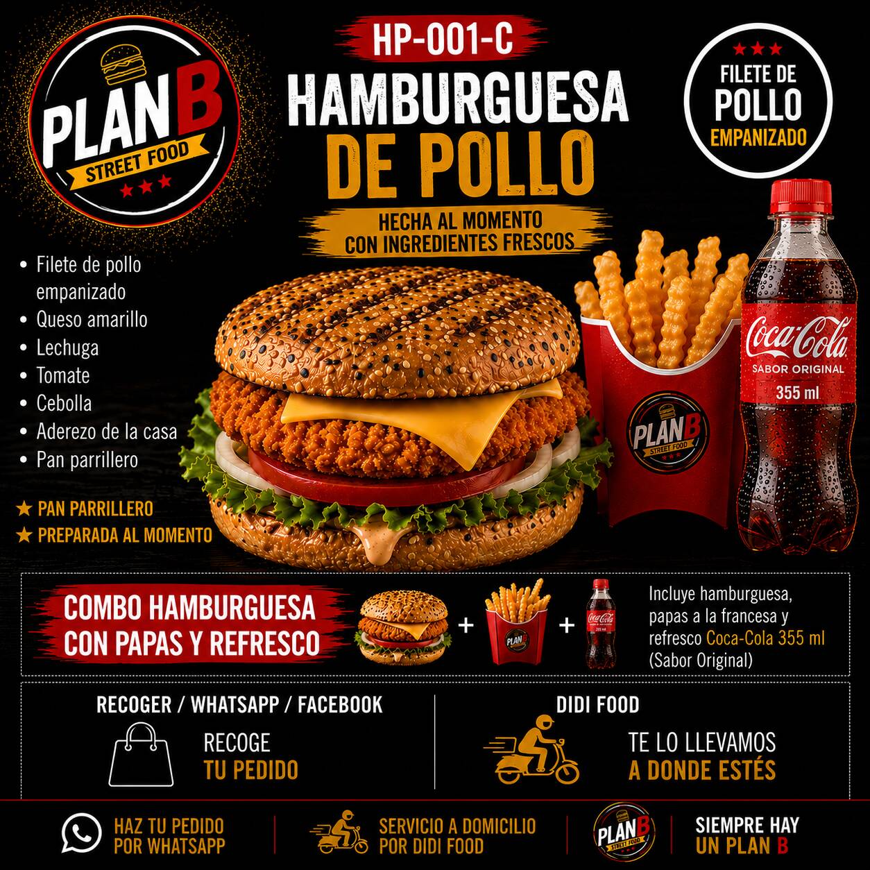 Filete de Pollo con Papas y Coca Cola