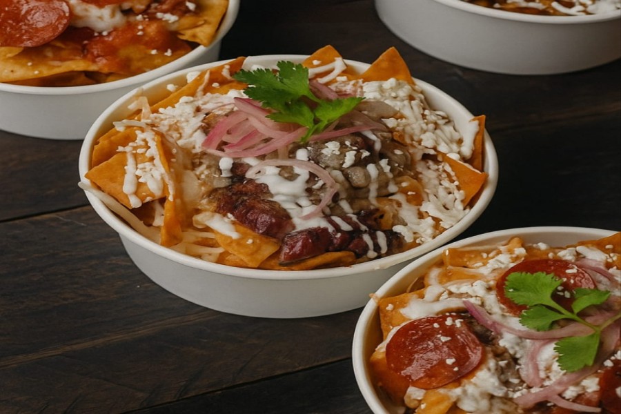 CHILAQUILES CON POLLO EN SALSA VERDE TATEMADA