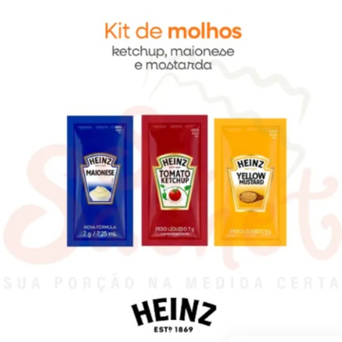 O Kit de Sachês segue digno de um banquete nórdico dentro do kit acompanha: 4 unidades de Ketchup, 4 de Maionese e 4 de Mostarda, prontas para fortalecer cada mordida!