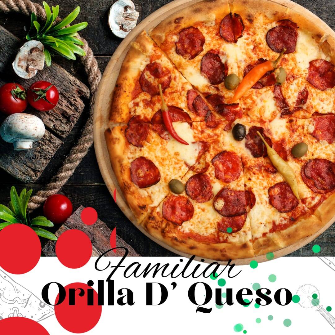 pizza extragrande con orilla de queso