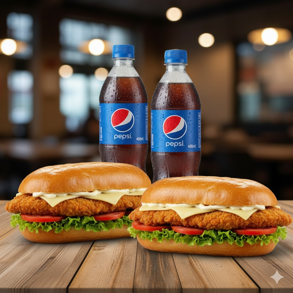 2 TORTAS MILANESA POLLO 2 REFRESCOS 400ML