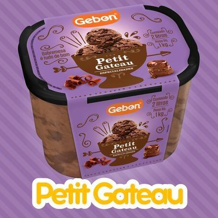 Pote de sorvete de 2l de Petit Gateau.