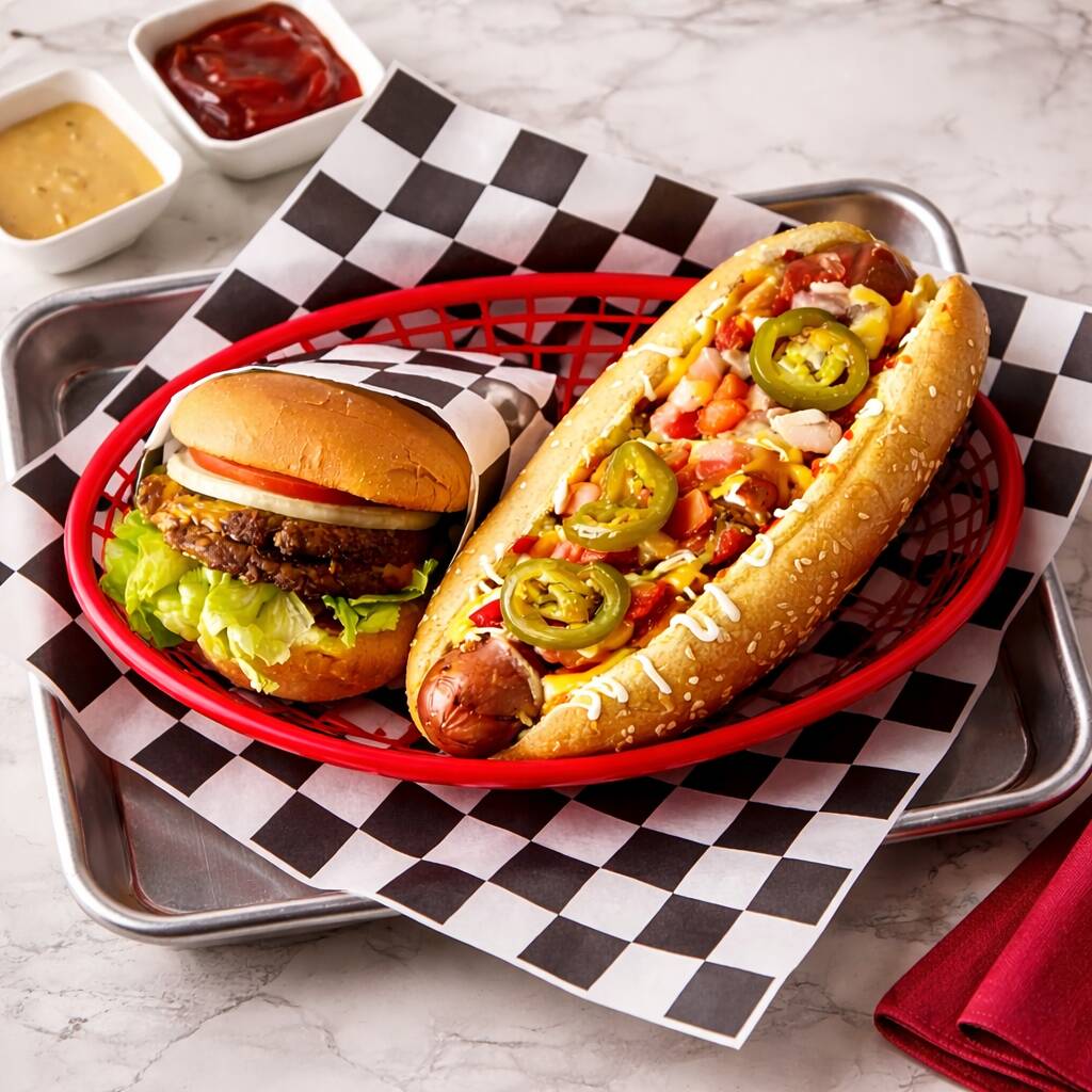Hamburguesa Americana y Hotdog