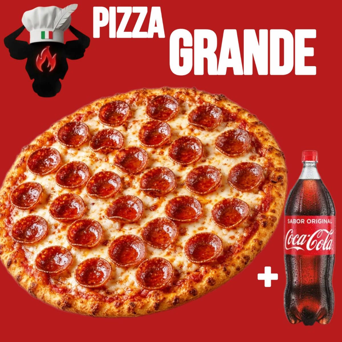 COMBO PIZZA GRANDE PEPERONI + COCA COLA 1.5 L