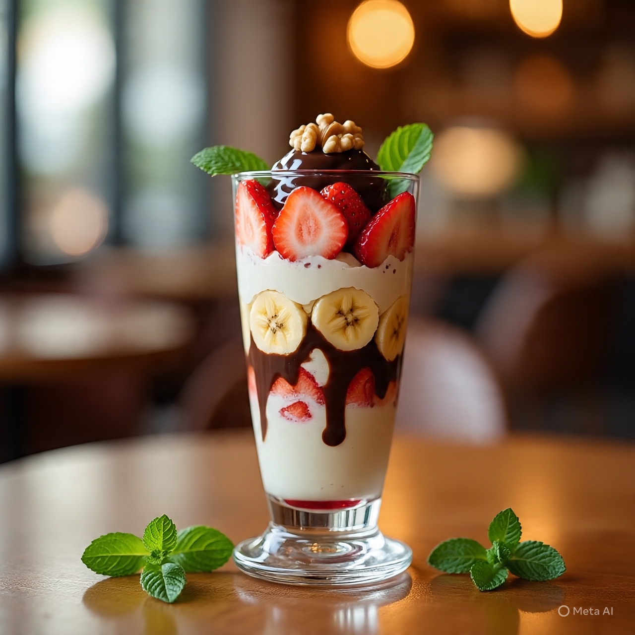 Fresas, Platano con crema