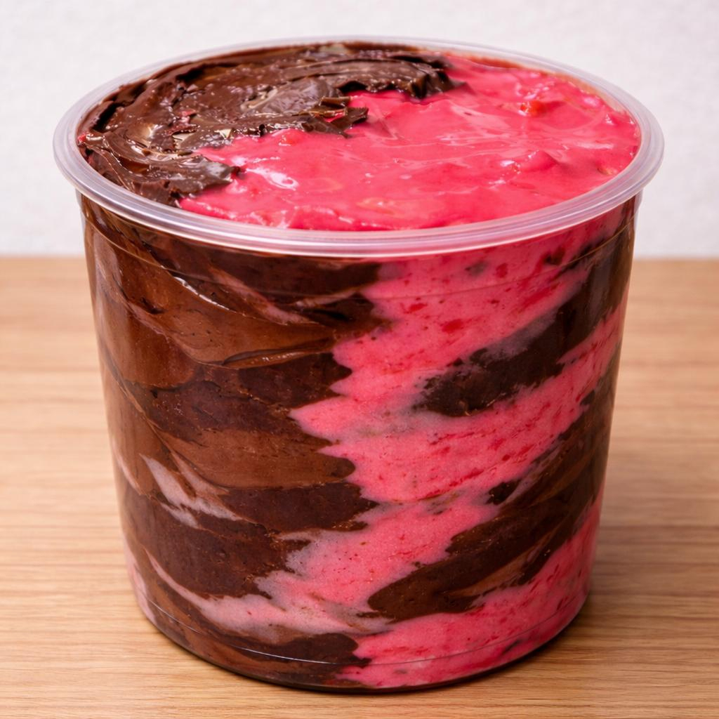 Potão de 1L com açaí cremoso, muita Nutella e muuito Mousse de Morango.