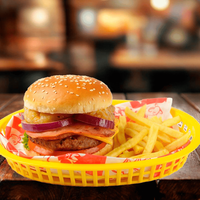 Hamburguesa Hawaiana con Papas